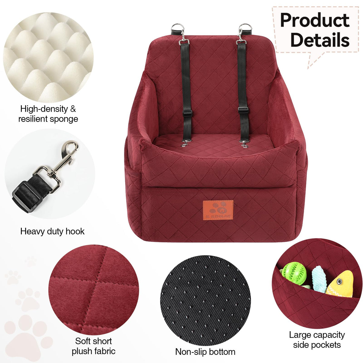 Dog Car Seat for Small (Red)