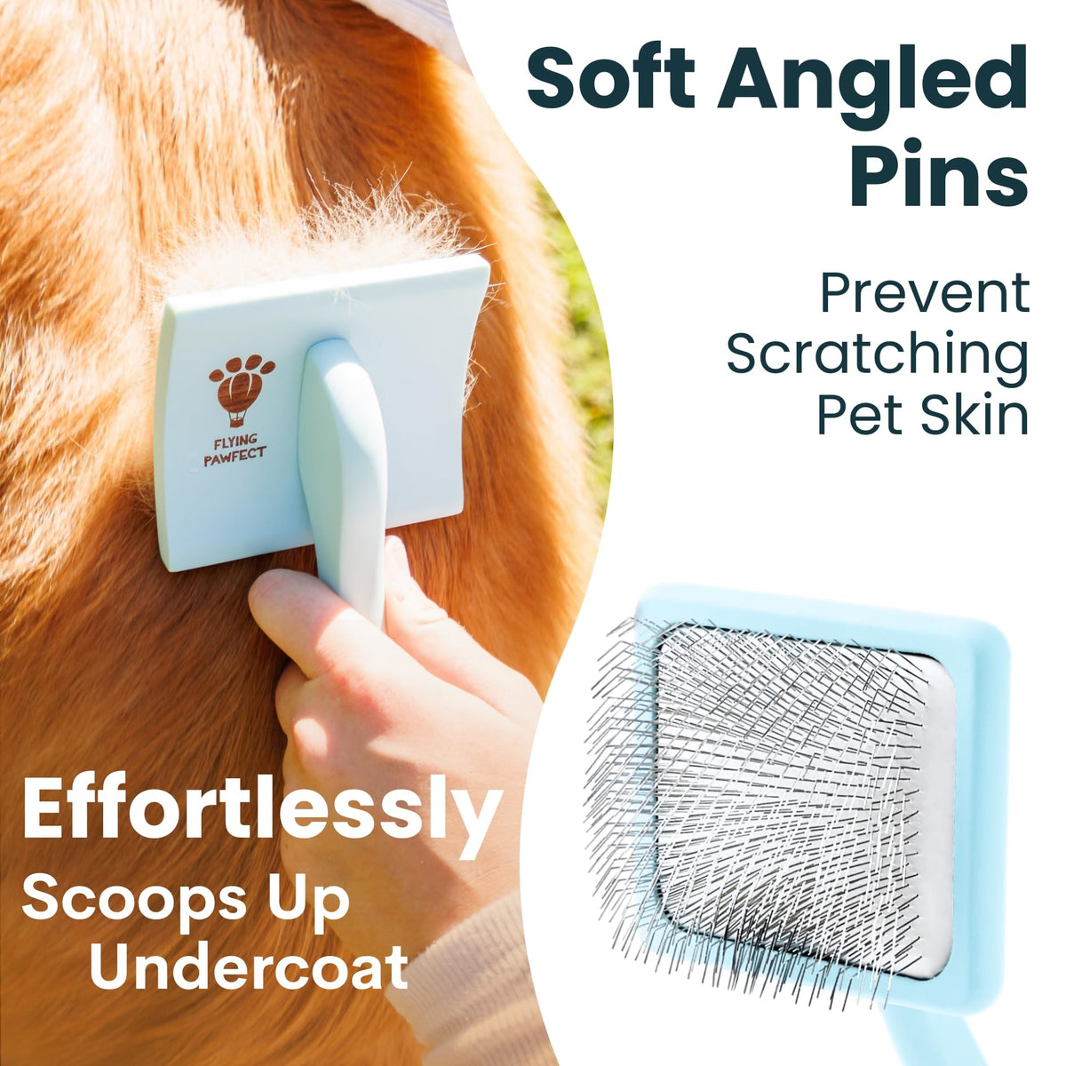 Slicker Brush for Dogs (Baby Blue / Flat Large)