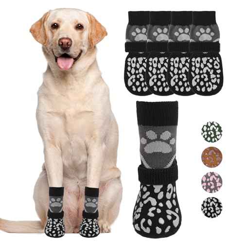 Dog Socks Shoes for Hot Pavement (X‑Large(4 Pack) / Grey+Black)
