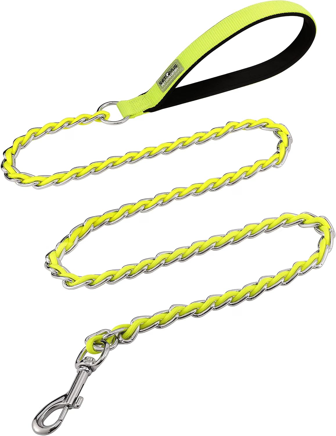 Chain Dog Leash Chew Proof Metal Leash for Medium Large Dogs (yellow / 7.25FT(30-80lb))
