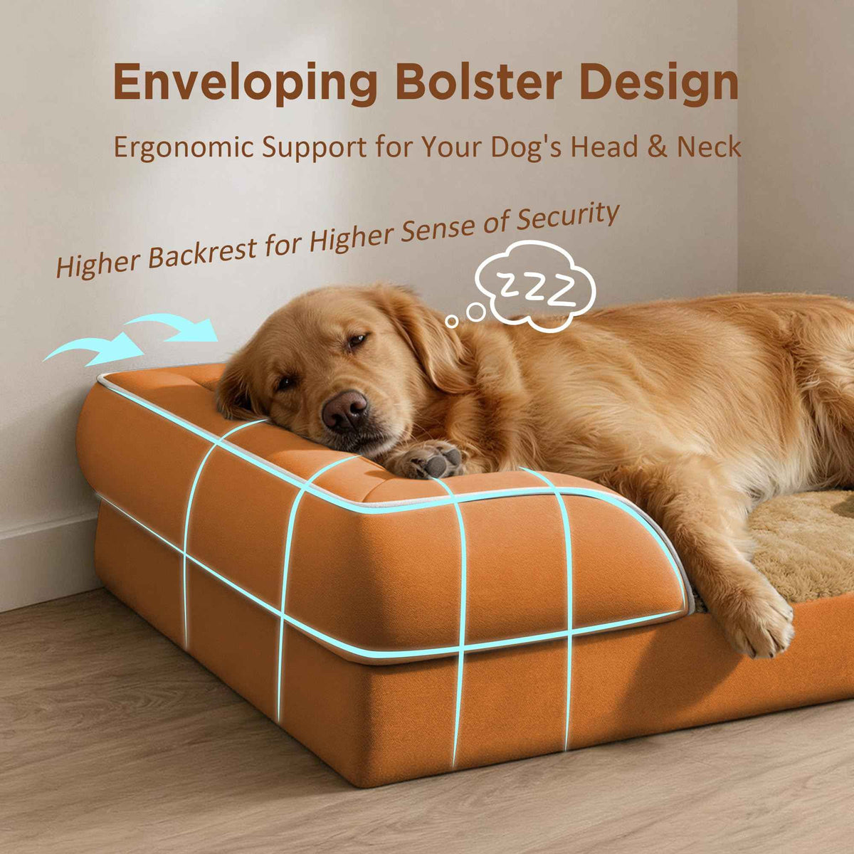 Waterproof Orthopedic Dog Bed for Medium Size Dog (28.0"L x 19.0"W x 6.0"Th / Orange)