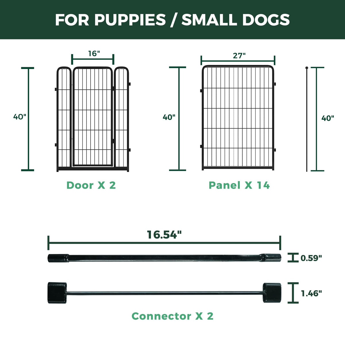 Homeplus Indoor Dog Playpen with Divider Connectors (Black / 40"H)