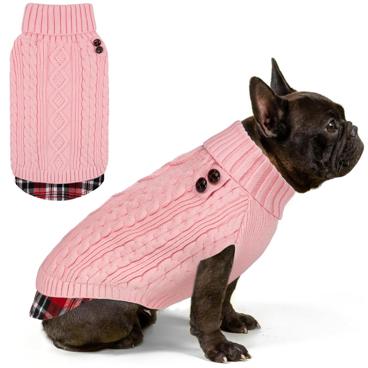 Dog Sweater for Small Medium Dogs Turtleneck Thick Knit Pullover (X-Large (19-27lbs) / 5# Pink)