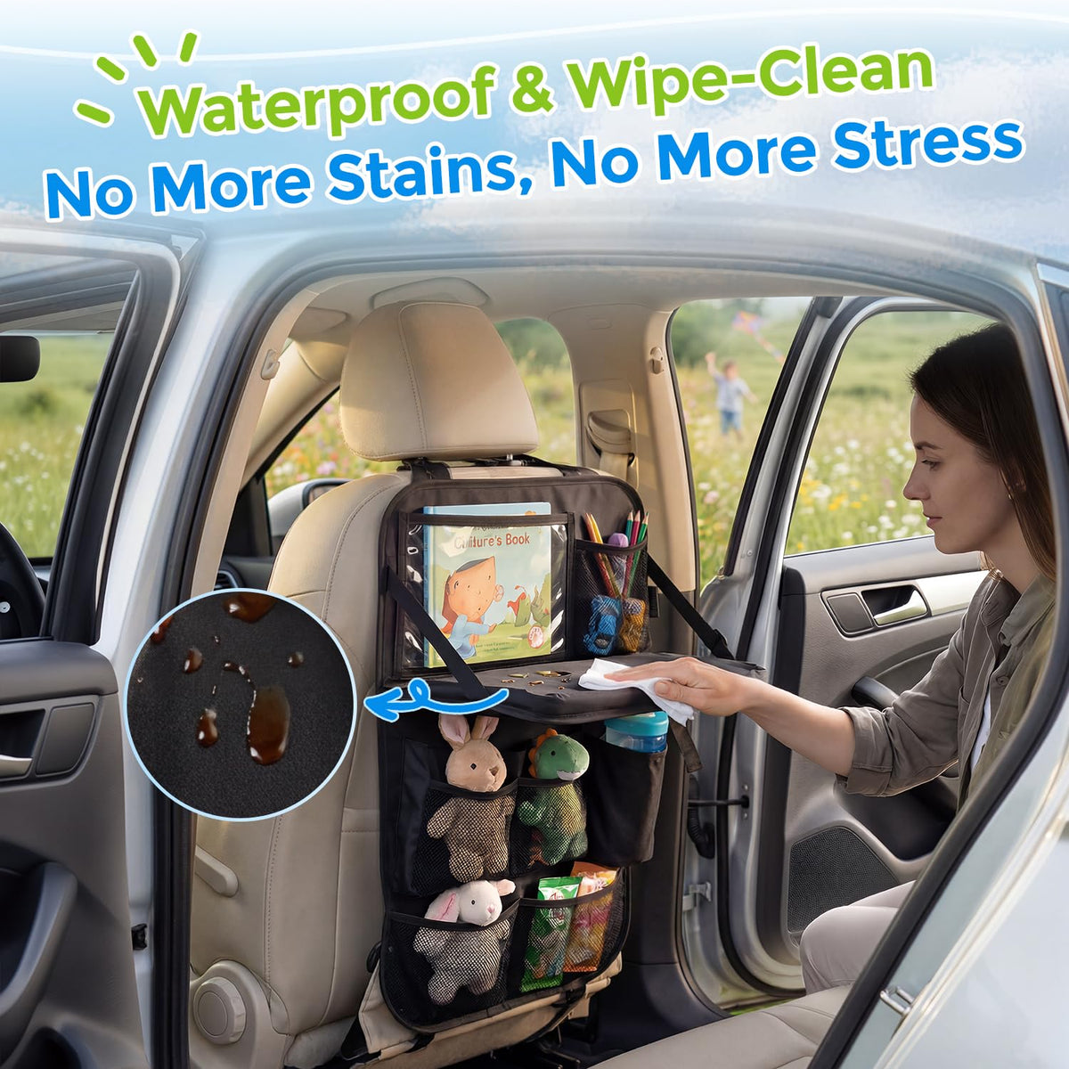Backseat Car Organizer with Foldable Tray