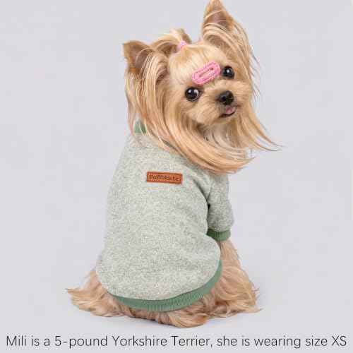 3 Pack Dog Sweaters for Small Dogs Girl Boy Winter Fleece Clothes Warm Soft Dog Sweatshirt Outfit for Dogs Cats Pet Apparel (Brown+matcha green +green / L (Back: 15.7", Chest: 19.6", 14-18 lbs))