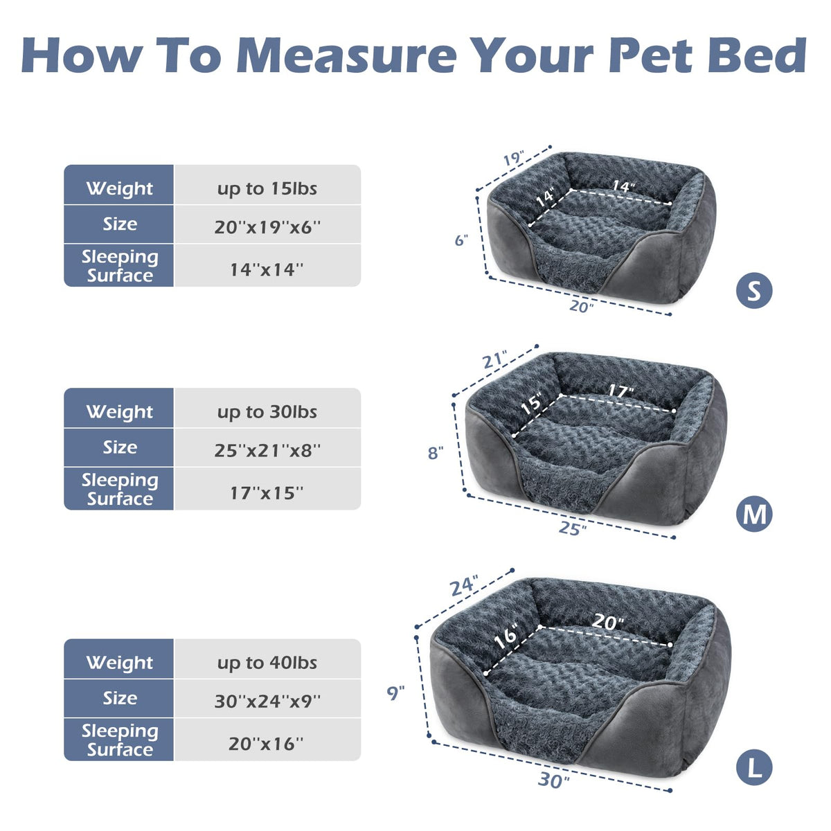 Rectangle Washable Orthopedic Dog Bed for Small (S(20"x 19"x 6") / Grey)