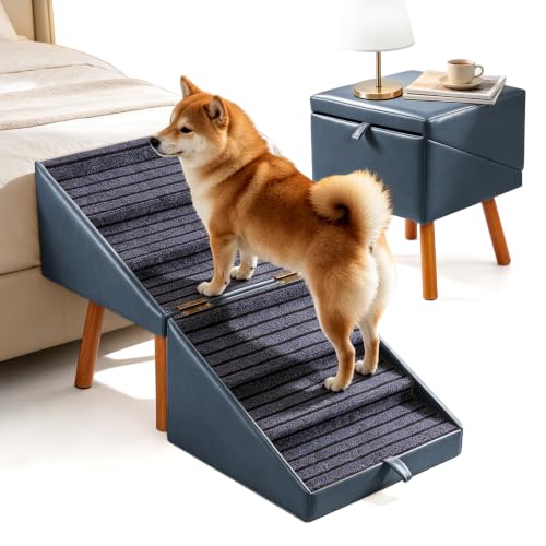 Pet Stairs for beds Foldable Dog Steps for high beds (Slate Blue / XXL(21.06”H))