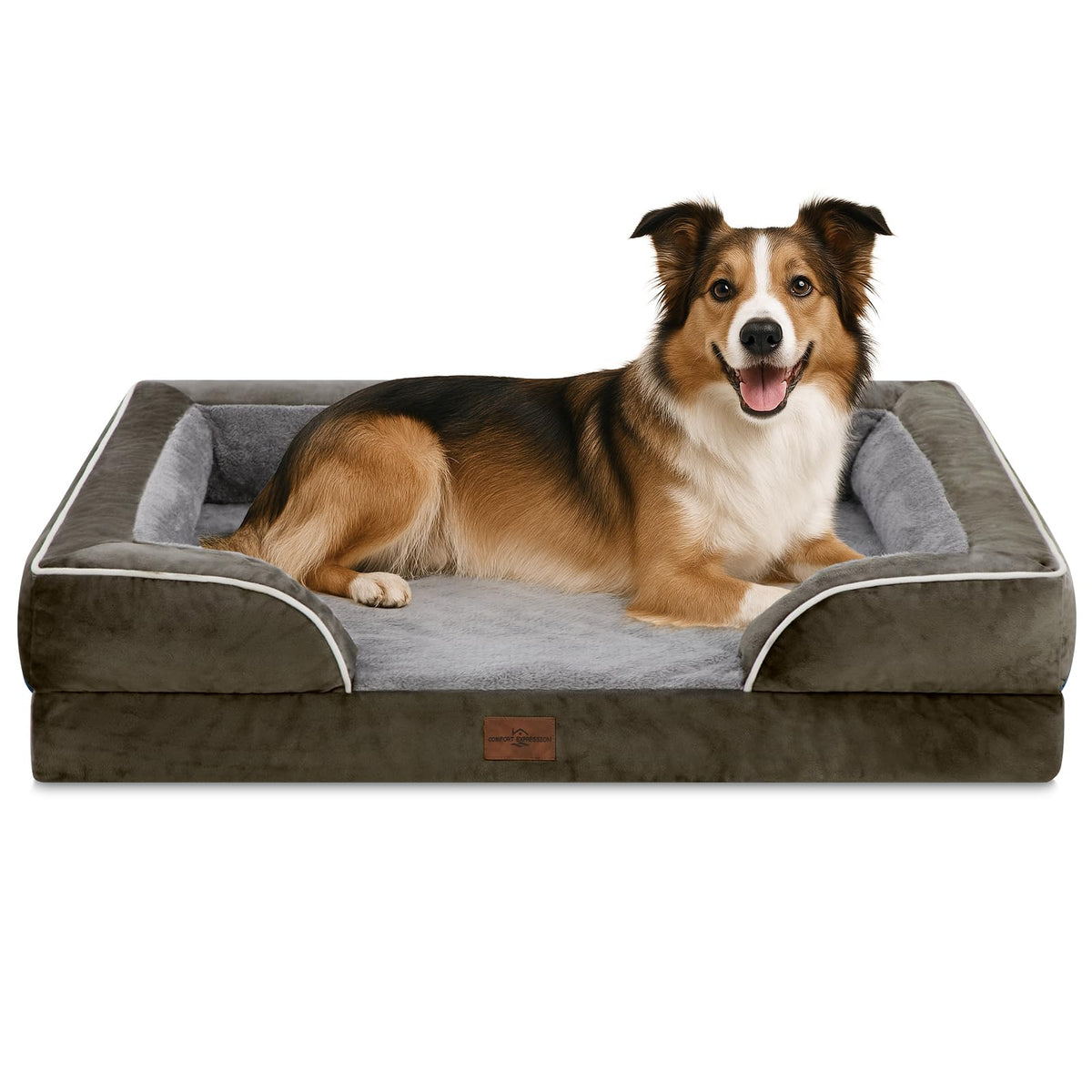 Waterproof Orthopedic Dog Beds for Large Sized Dog (38.0"L x 25.0"W x 7.0"Th / Dark Green)