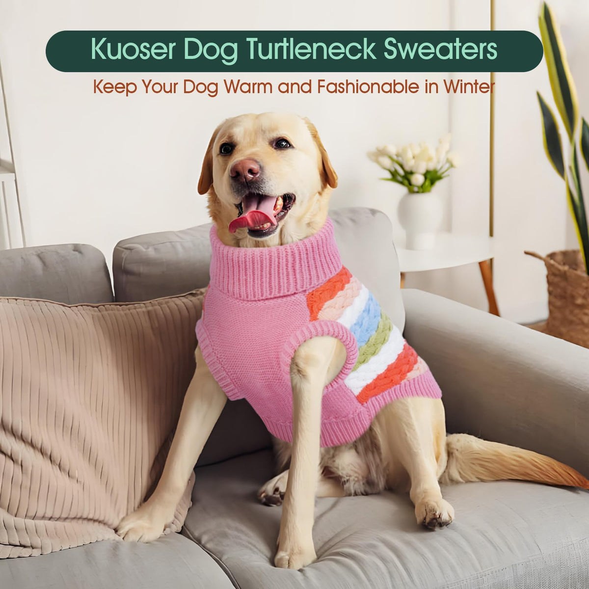 Large Dog Sweater (X-Large (Chest: 21.3''; Weight: 16 - 23LB) / Pink)