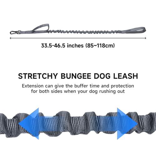 Military Nylon Bungee Dog Leash Elastic Leads (Grey)