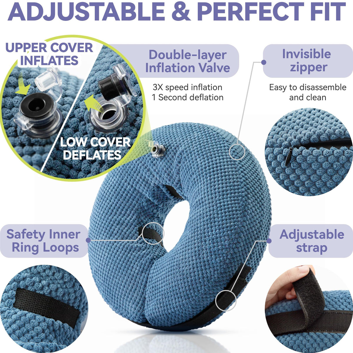 Inflatable Dog Cone Collar (L(Neck 13"-16") / Blue)