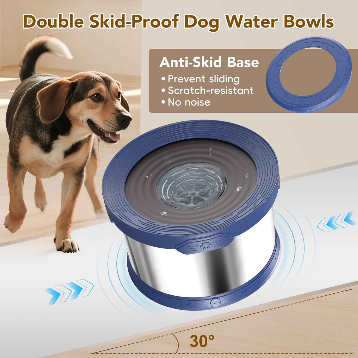 8L Dog Water Bowl No Spill Stainless Steel for Slow Drinking Blue (8L / Blue)