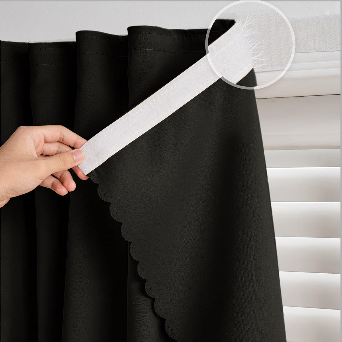 Self Adhesive Curtain (47"W x 96"L (Pack of 2) / Black)