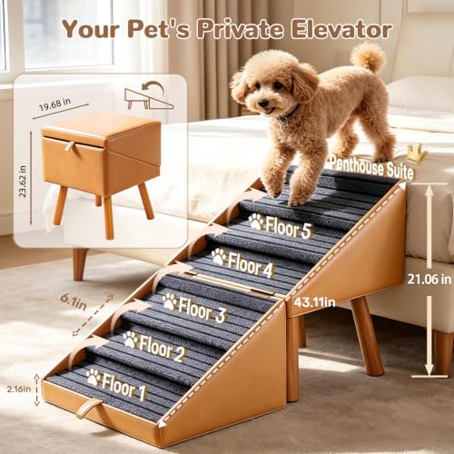 Pet Ramp for High Beds 21.06" Tall (Amber Camel / XXL(21.06”H))