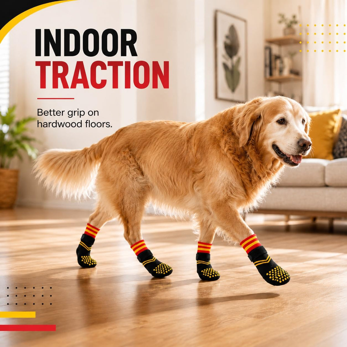 2 Pairs Anti Slip Dog Socks with Grips (S(paw width: 1.89"） / Black)