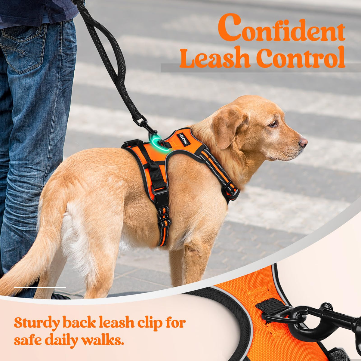 Dog Harness No Pull for Large Dogs with 2 Leash Clips (X-Large / Orange)