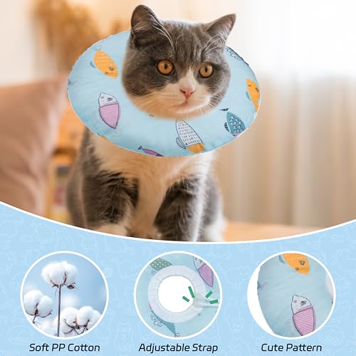 Cat Cone Collar Soft (Blue Fish / Medium)