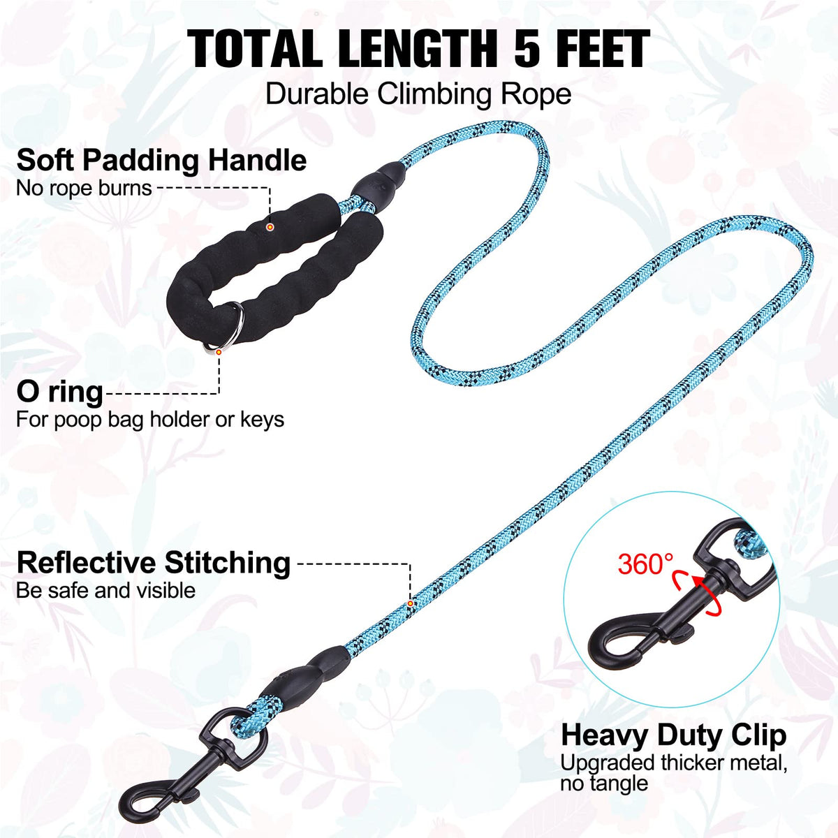 Small Dog Harness and Leash Set (Small(Chest Girth 14.5" - 16") / Blue Rose)