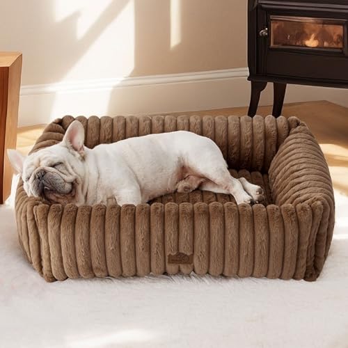 ComfyFleece® Cute Dog Bed Medium Large Size Dog (30.0"L x 24.0"W x 8.0"Th / Camel Brown)