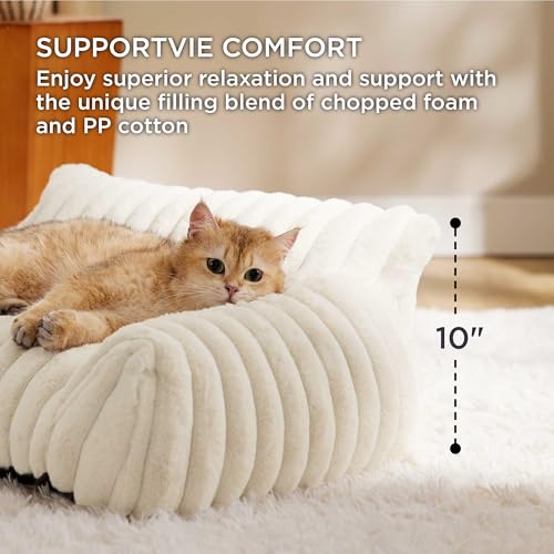 ComfyFleece® Shown on TV Cute Dog Couch for Medium Dogs (36x27x10" / Cream)