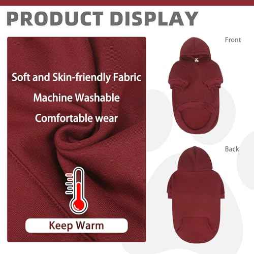 Dog Hoodie for Large Medium Small Dogs (Deep Red / Large)