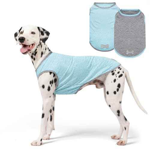 2Pack Dog Shirt for Medium Dogs Sun Protection Tank Top for Summer (XX-Large (40-55lbs) / 7# 2Pack (Grey+Sky Blue))