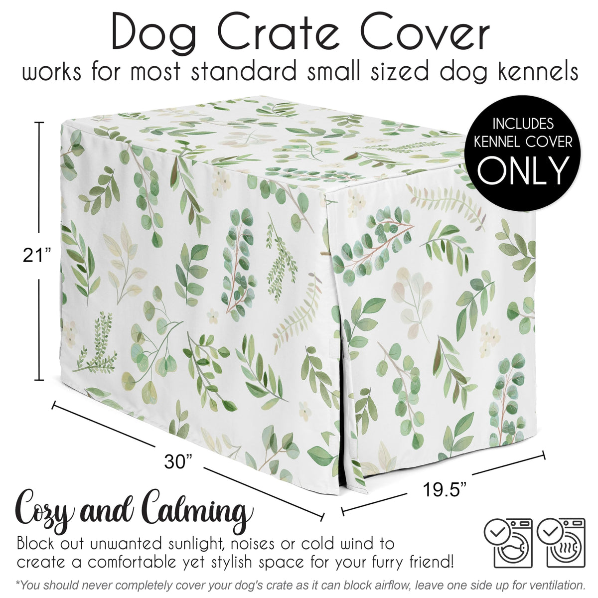 30in. Small Medium Dog Crate Cover (Green Botanical / 30.0"L x 19.5"W x 21.0"H)