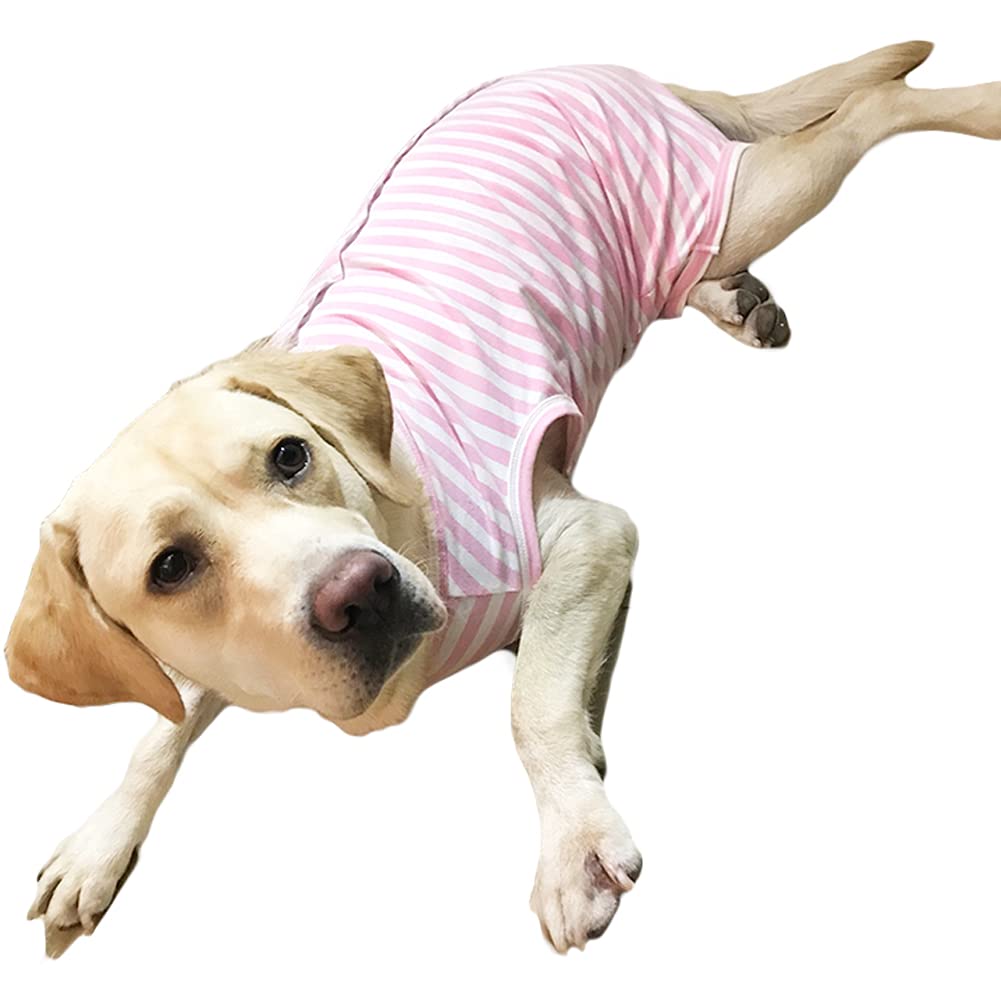 Dog’s Recovery Suit Post Surgery Shirt for Female Male Dog (2xl / pink white stripe)