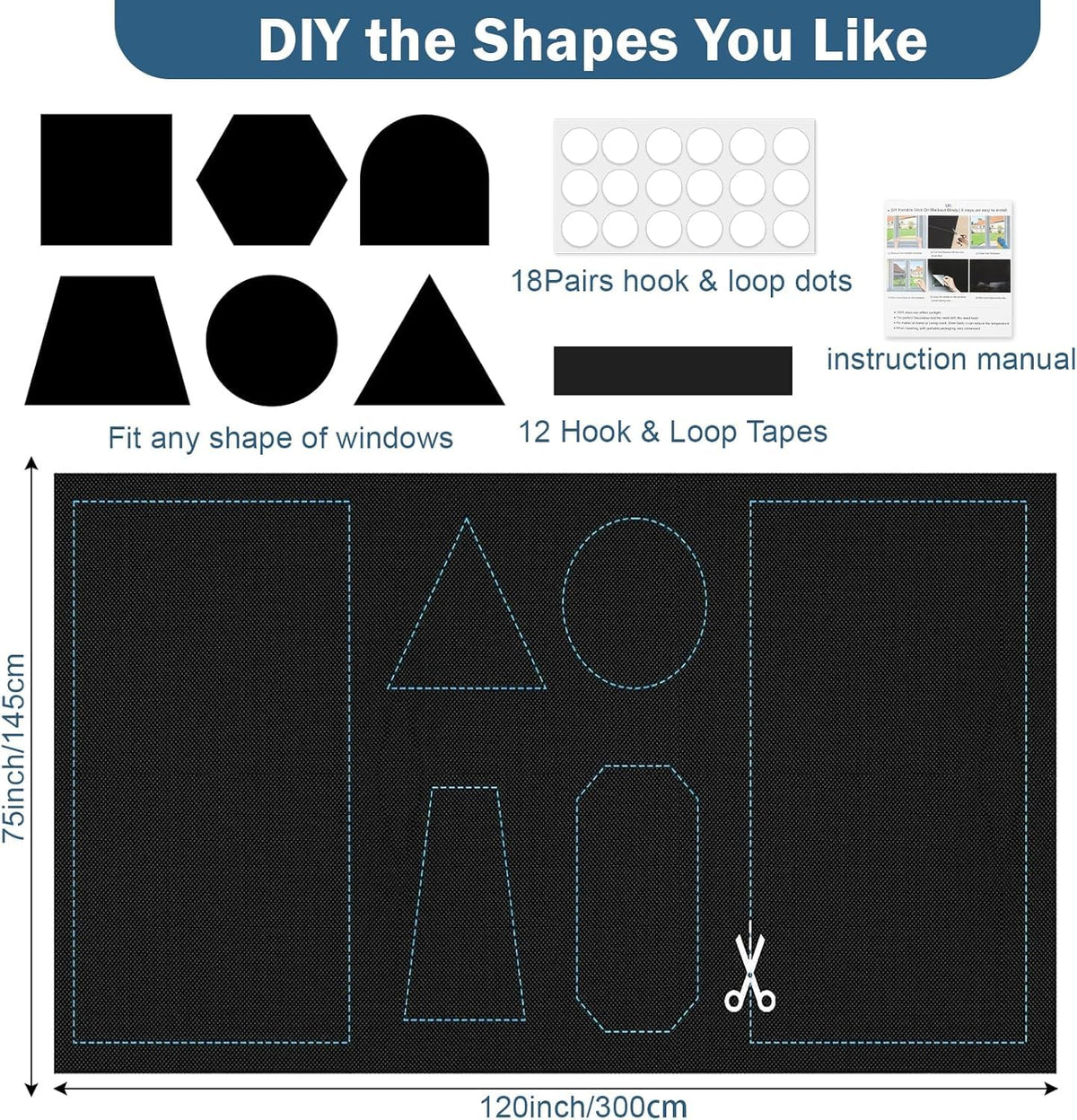 100% Blackout Window Cover (57"W x 118"H)