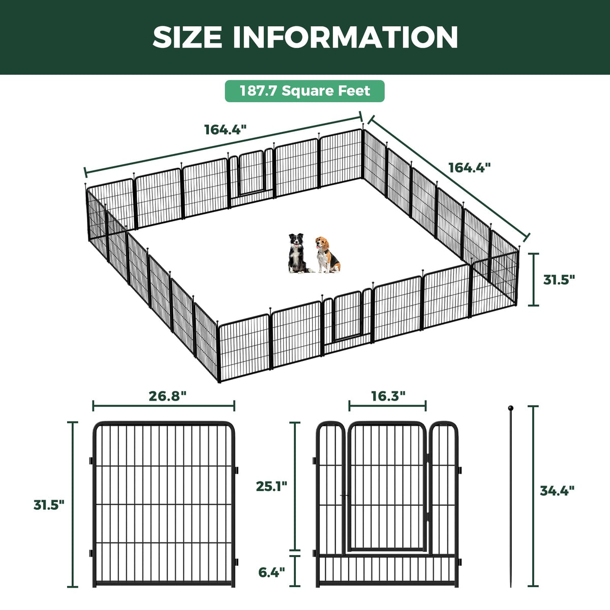 Rollick Dog Playpen (Black / 32"H)