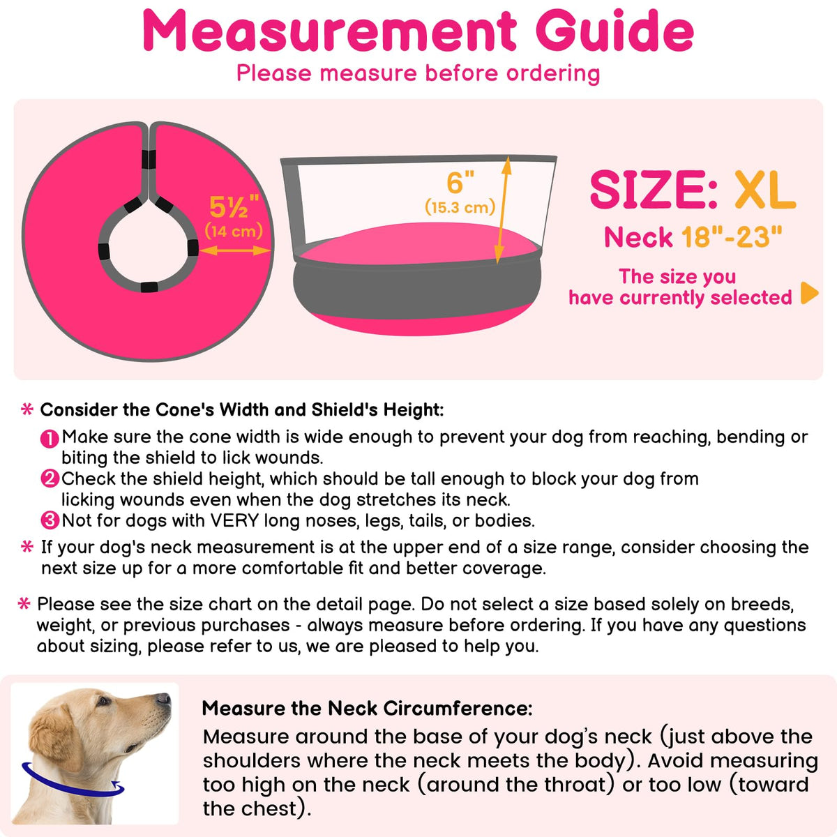 2-in-1 Inflatable Dog Donut Collar for Large Dogs After Surgery (Hot Pink / XL)