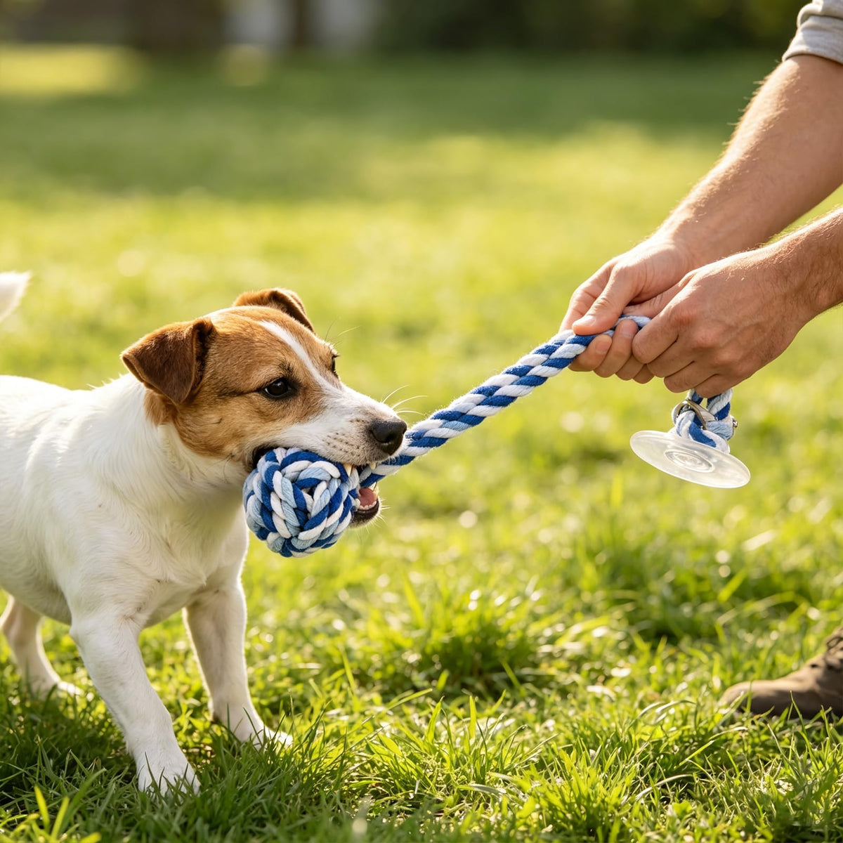 Dog Rope Toy with Suction Cup Interactive Tug of War Toy 2Pcs (suction cup)