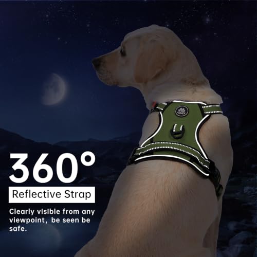 No Pull Dog Harness for Large Dogs (Olive Green / X-Large)