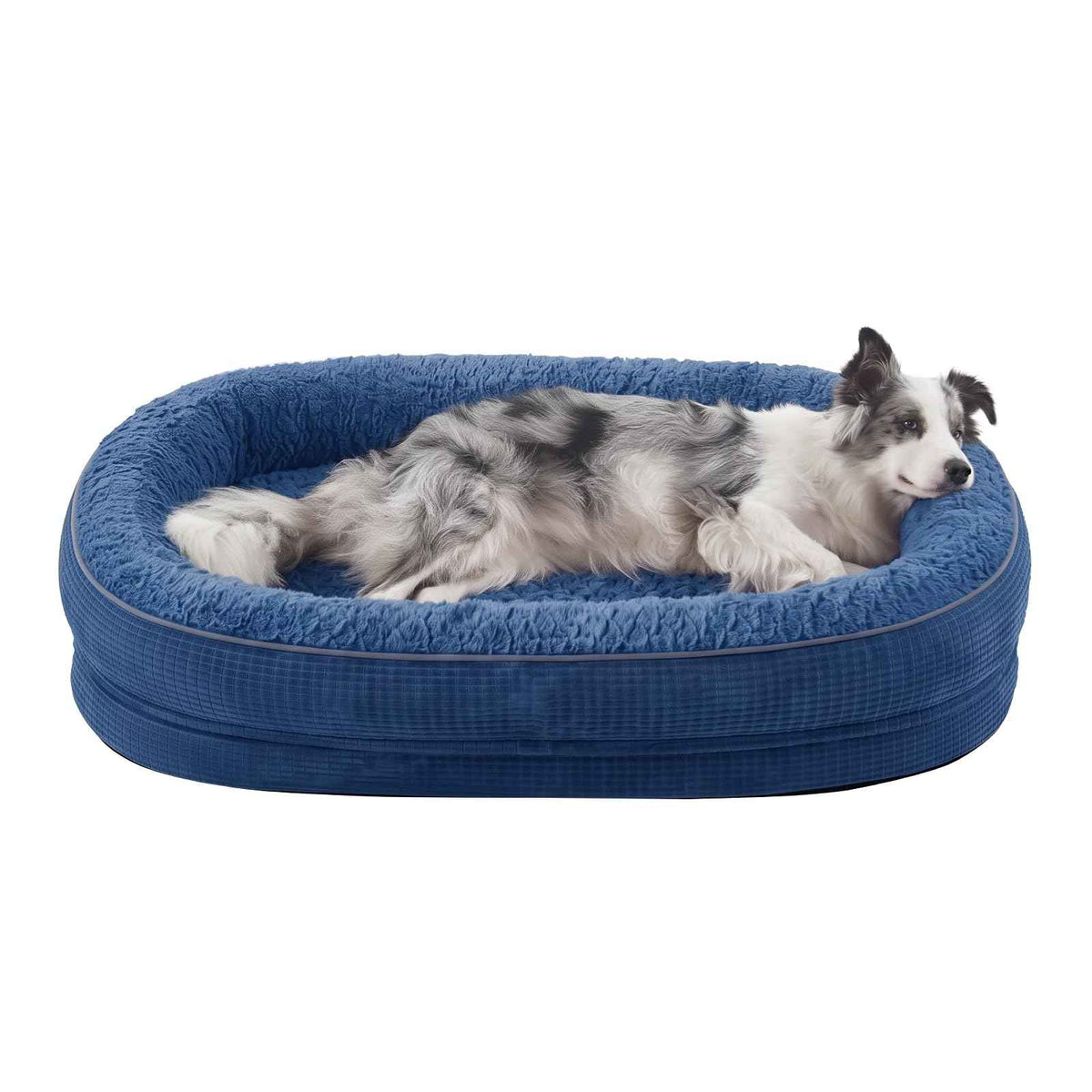 Orthopedic Dog Bed for Large Dogs (Navy Blue / 35"l X 25"w X 7.0"th)