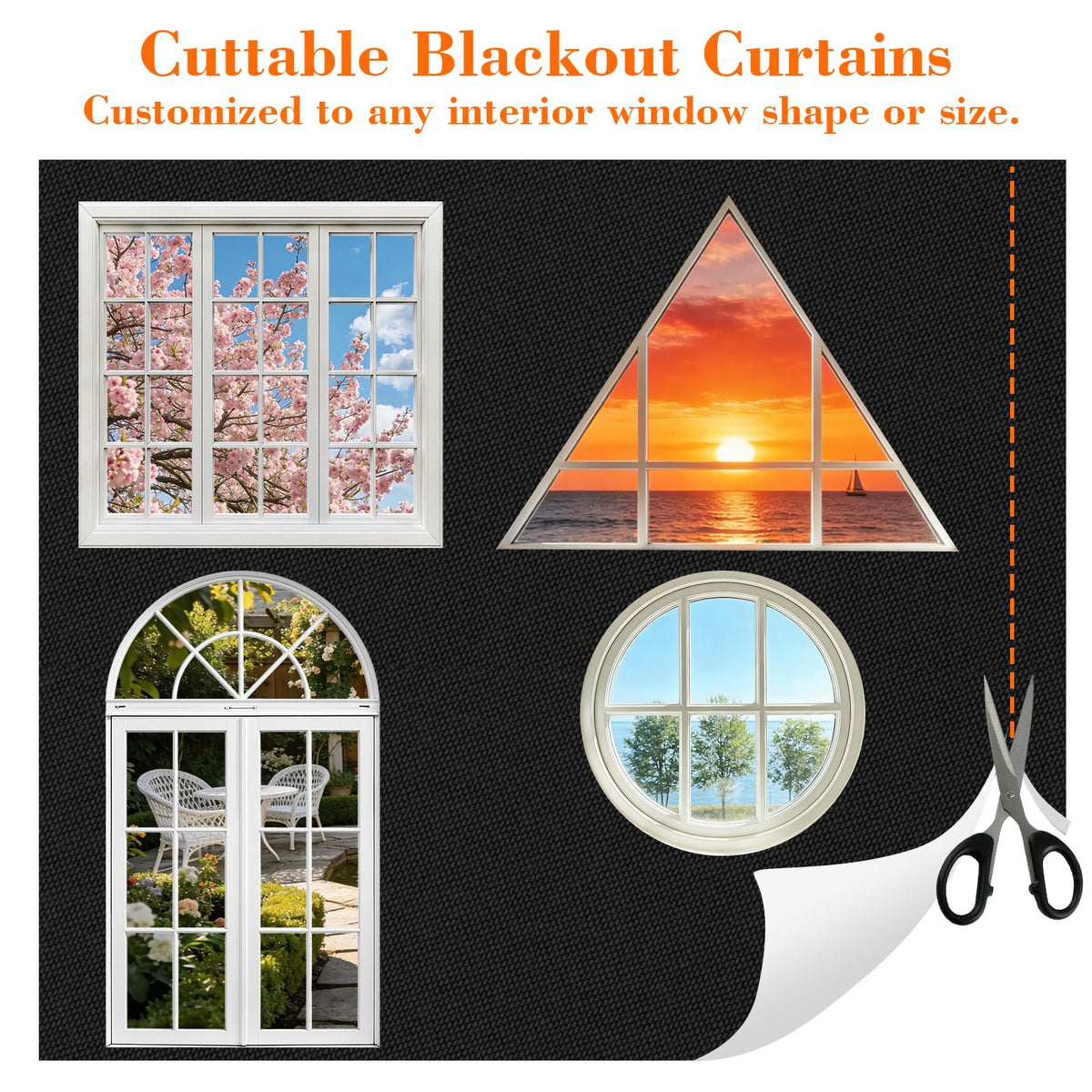 57" W x 79" H No Drill Blackout Window Cover (79"W x 57"H)
