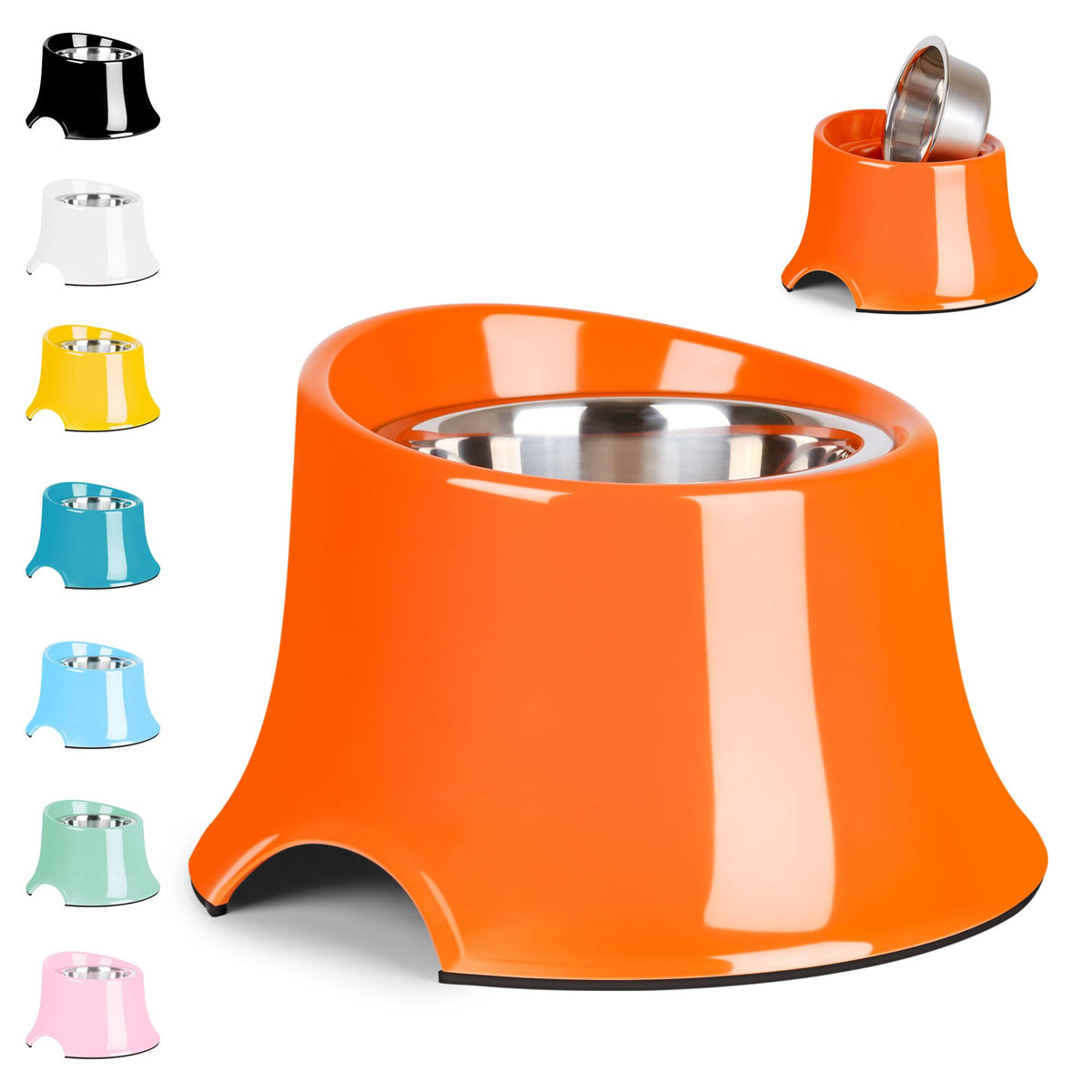 Tilted Elevated Dog Bowls Non (M/2 Cup / Orange)