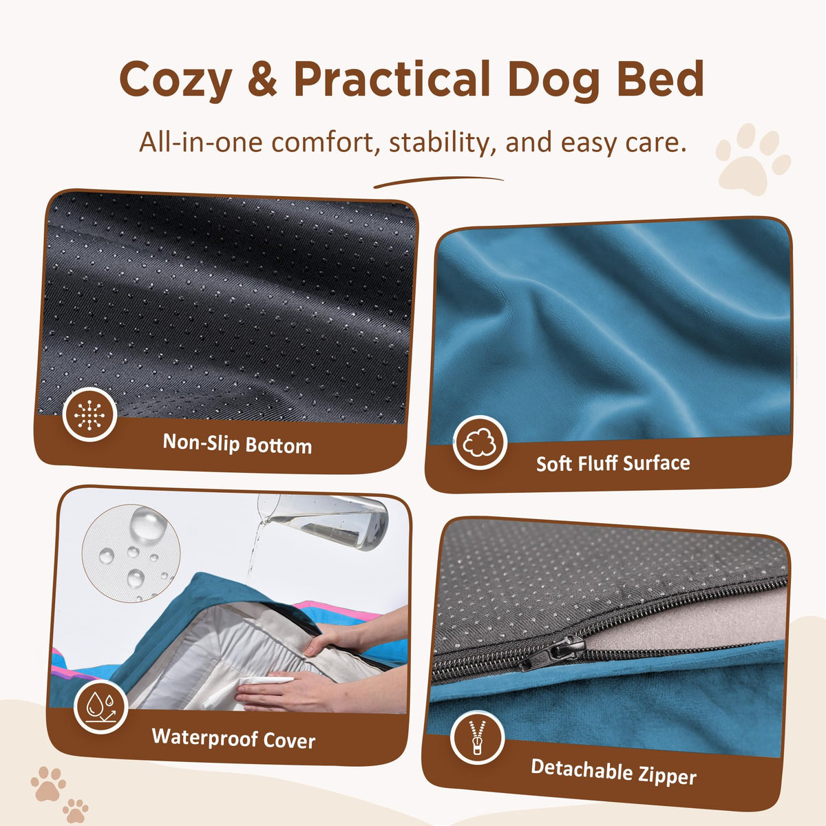 Orthopedic Dog Bed for Extra Large Dogs with Bolster (45.0"L x 35.0"W x 8.5"Th / Enchanted Cove)