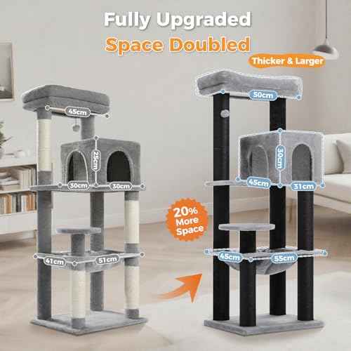 57.8" Heavy Duty Cat Tree for Maine Coon (Black&Grey / 57.8in)