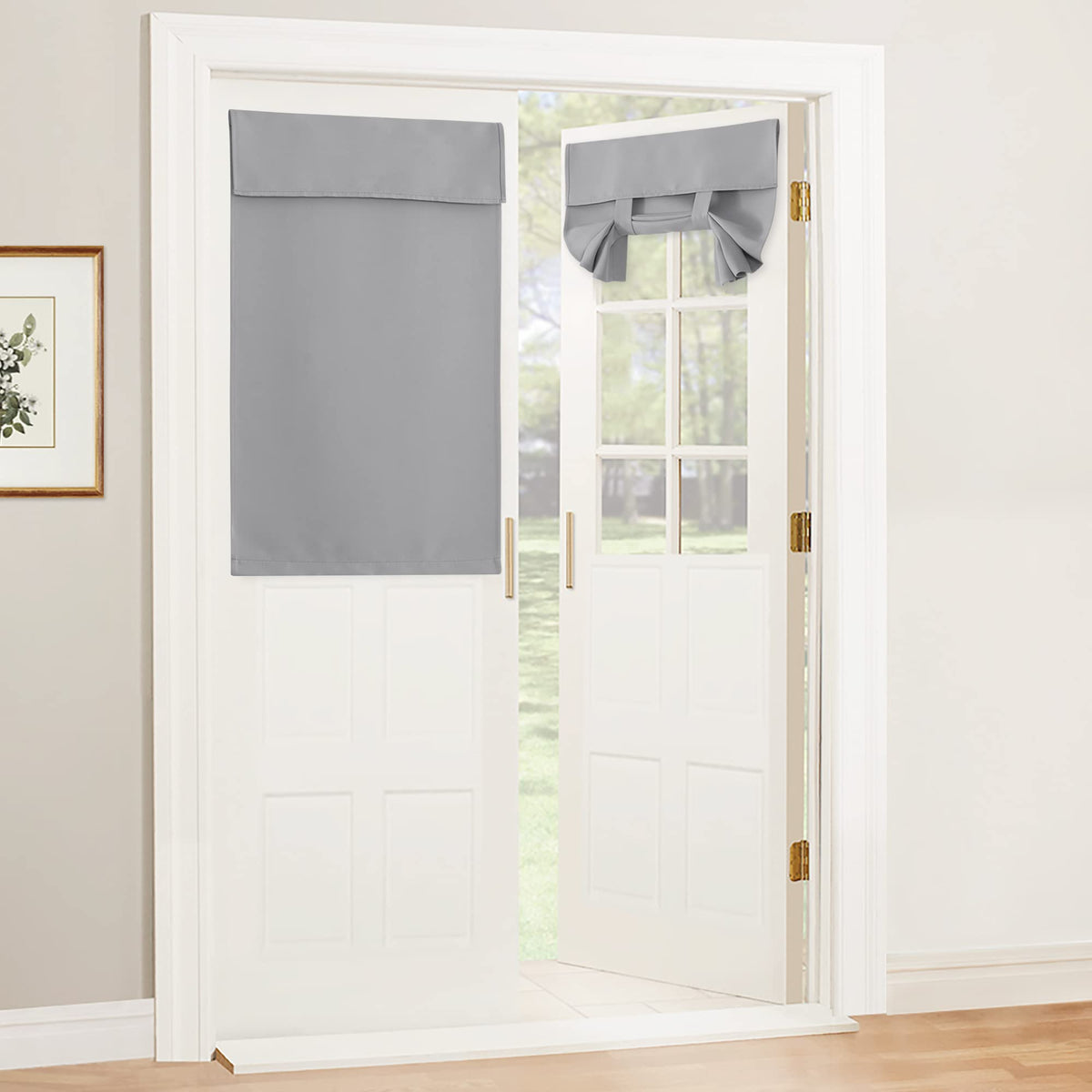 Blackout Door Window Curtains for Kitchen Back (Sliver Grey / 26"W x 40"L (Pack of 1))