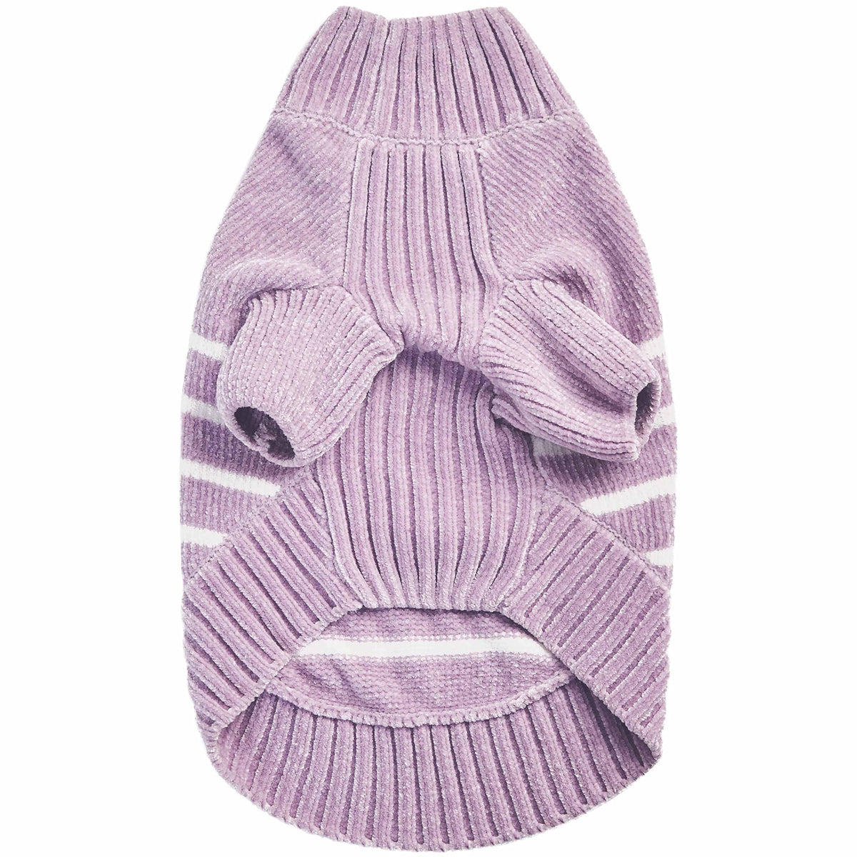 Cozy Soft Chenille Classy Striped Dog Sweater in Lavender Frost (14 inch / Lavender Frost)