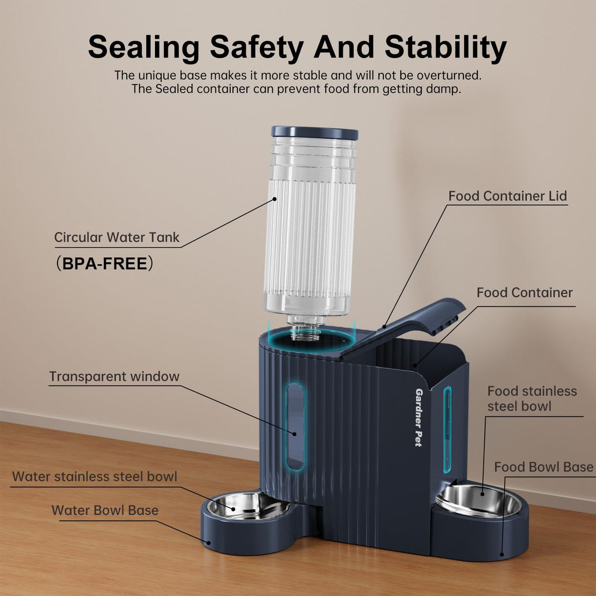 Gravity Automatic Cat Feeder (Large (0.8 Gallon x 2) / Dark Blue)