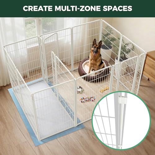 Homeplus Indoor Dog Playpen with Divider Connectors (White / 45"H)