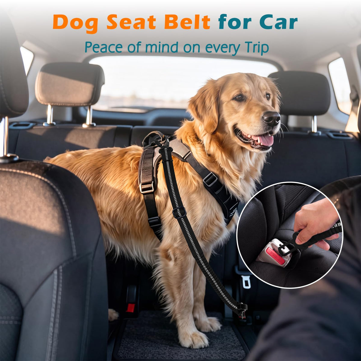 Dog Seat Belt for Car (Black / 1 Pack)