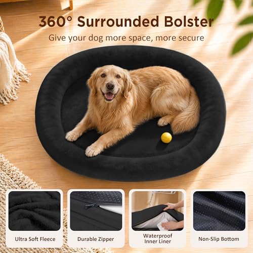Waterproof Orthopedic Dog Bed for Extra Large Dogs (Black / 48"L x 35"W x 7.5"Th)