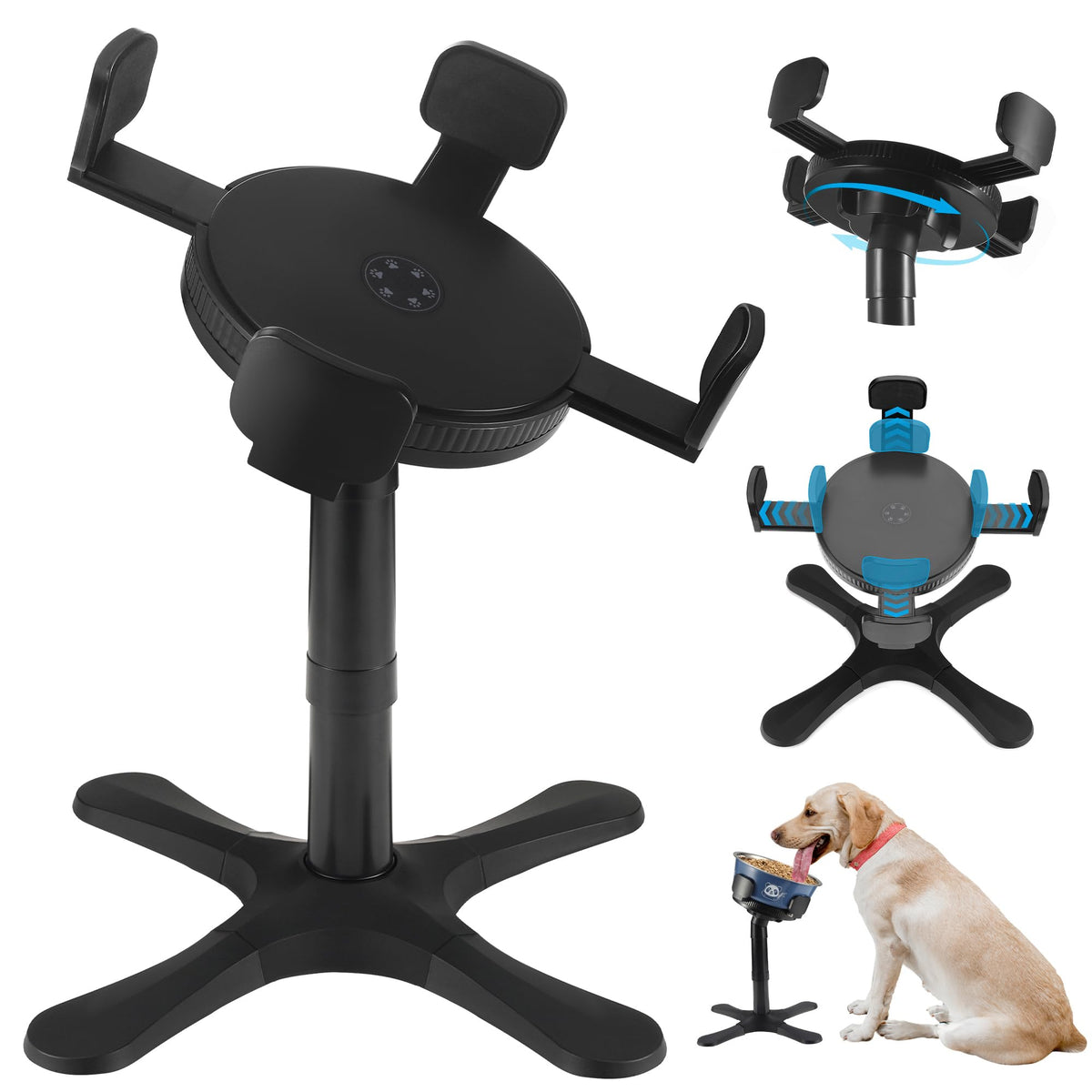 Dog Bowls Elevated Adjustable Stand (Black / Dog Bowl Stand 1 Pack Black)