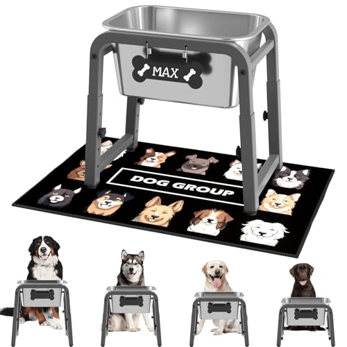 1.85 Gallon Elevated Dog Water Bowl (Grey-1.8 GAL / Height: 10.4-15.2")