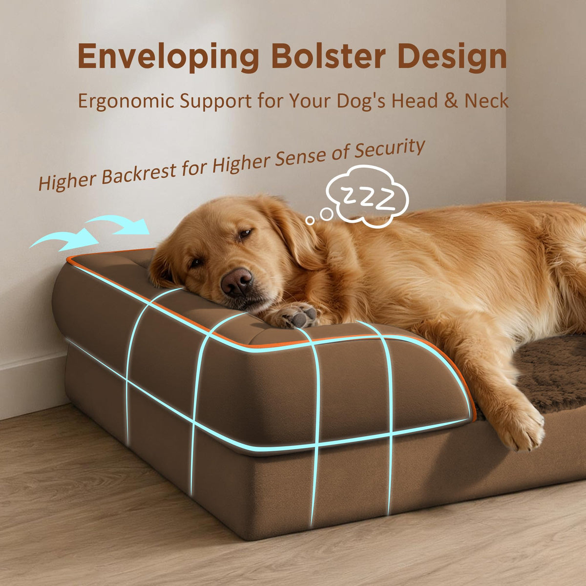Waterproof Orthopedic Dog Beds for Large Sized Dog (38.0"L x 25.0"W x 7.0"Th / Chocolate Brown)