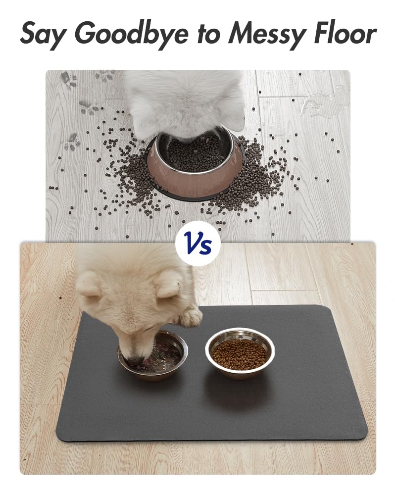 Absorbent Pet Feeding Mat (DARKGREY / 17"x28")