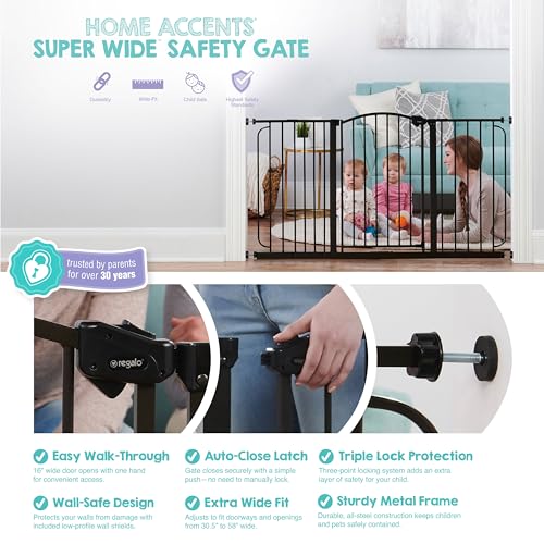 Safety 30.5" 58" Extra Wide Baby Gate (Bronze - 30.5-58"w X 30"h)