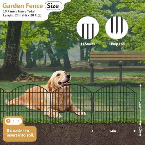 10 Panels Garden Fencing Animal Barrier with Lock (24in(H) X 20ft(L))